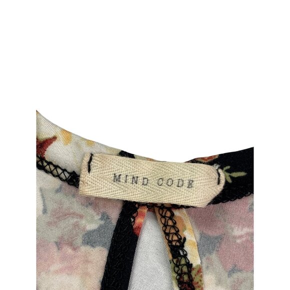 Mind Code Floral Sleeveless Top Size L High Neck Keyhole Back - Picture 3 of 4